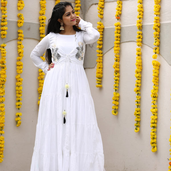 White Cotton Long Dress