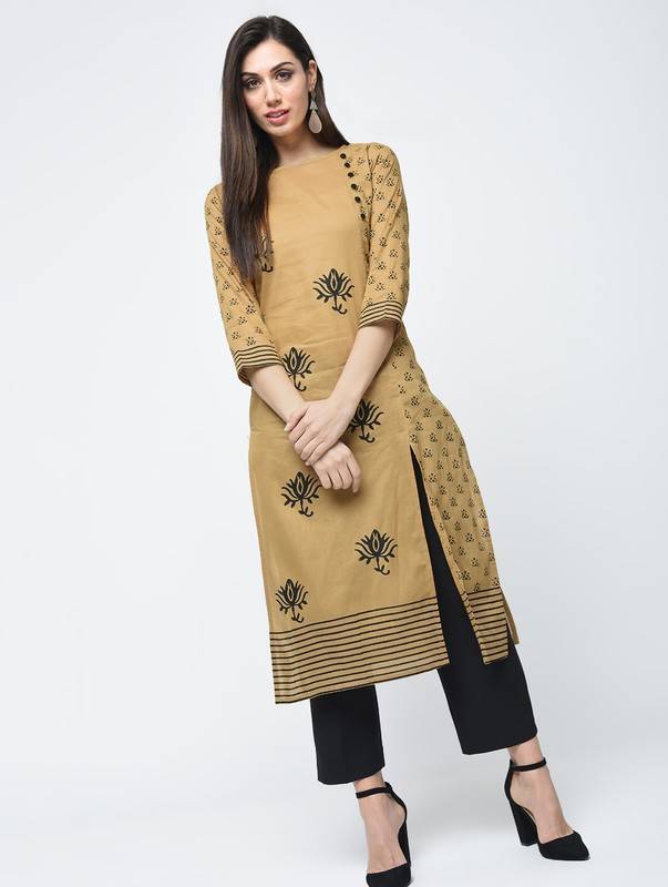 Women's Block Printed Side Slit Kurta - Aniyah