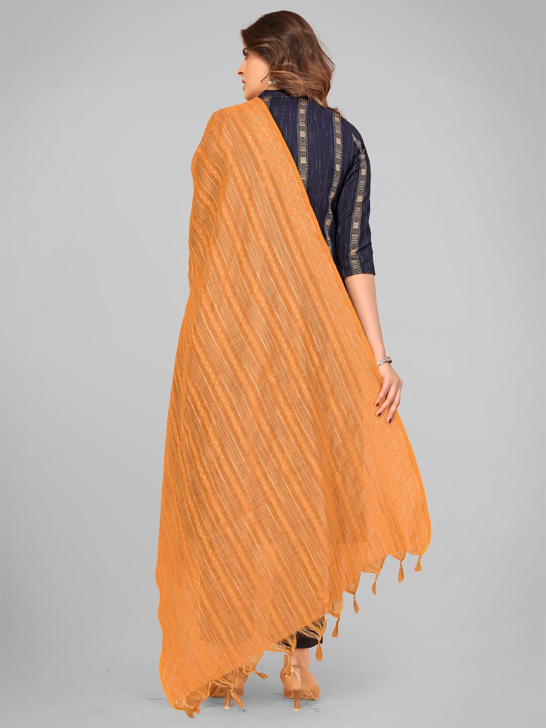 Women Orange Art Silk Dupatta by Vbuyz (1pc) - Indiakreations