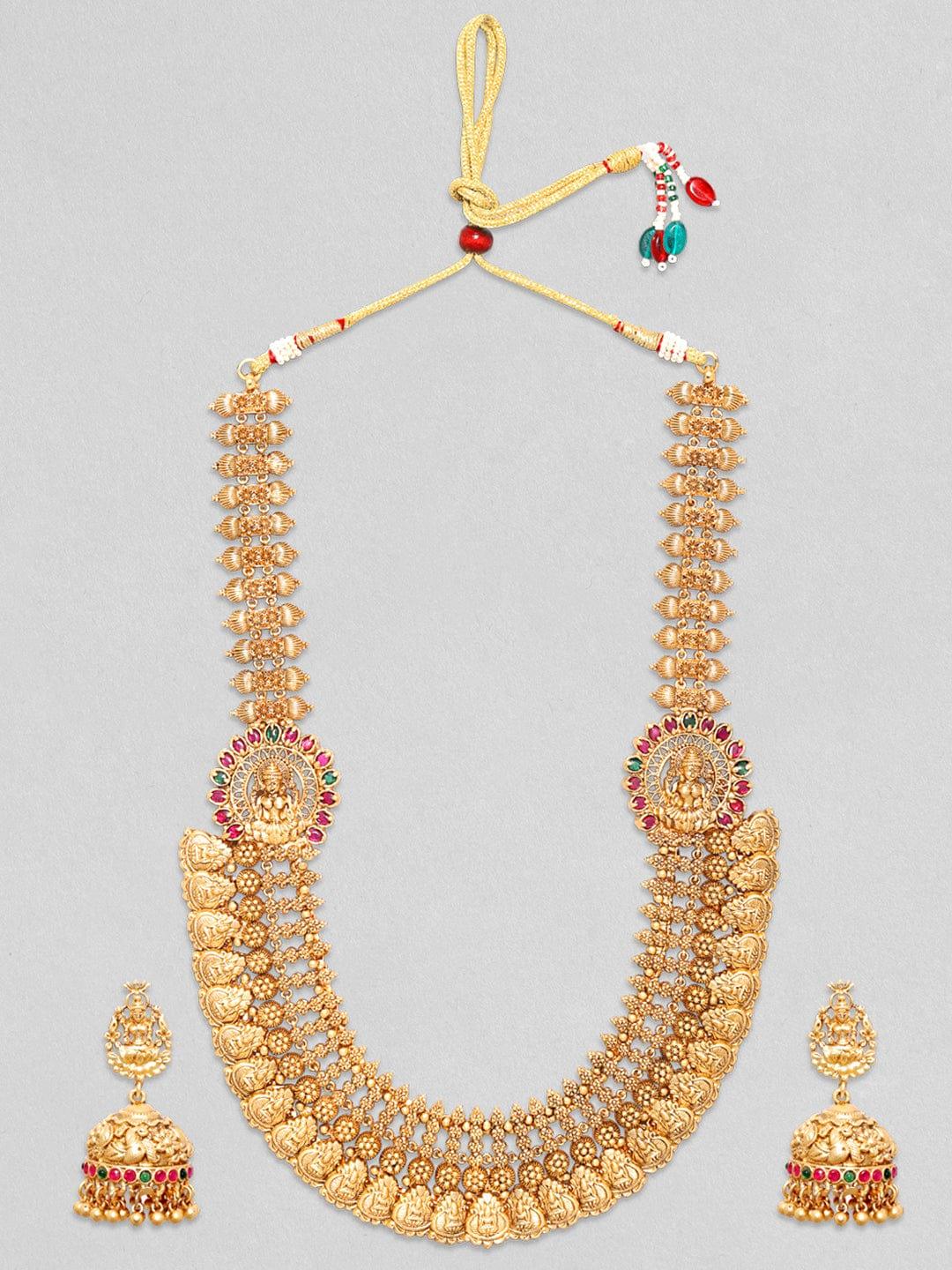 Rubans 22k Gold Plated Temple Jewellery Set - Indiakreations