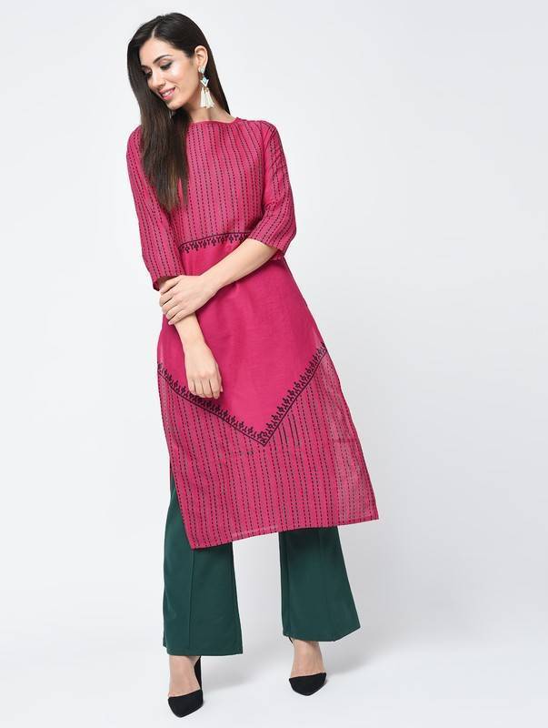 Women's Block Printed Straight Kurta - Aniyah