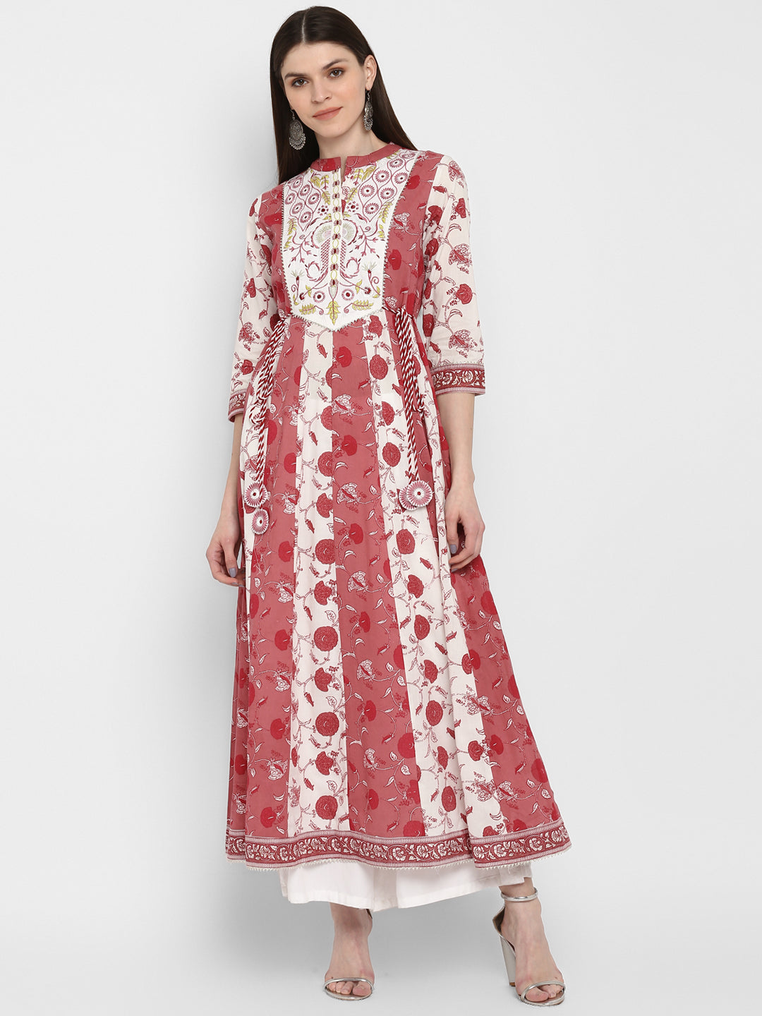 Women's Pink Anarkali Cotton Kurta By Vbuyz (1Pc)