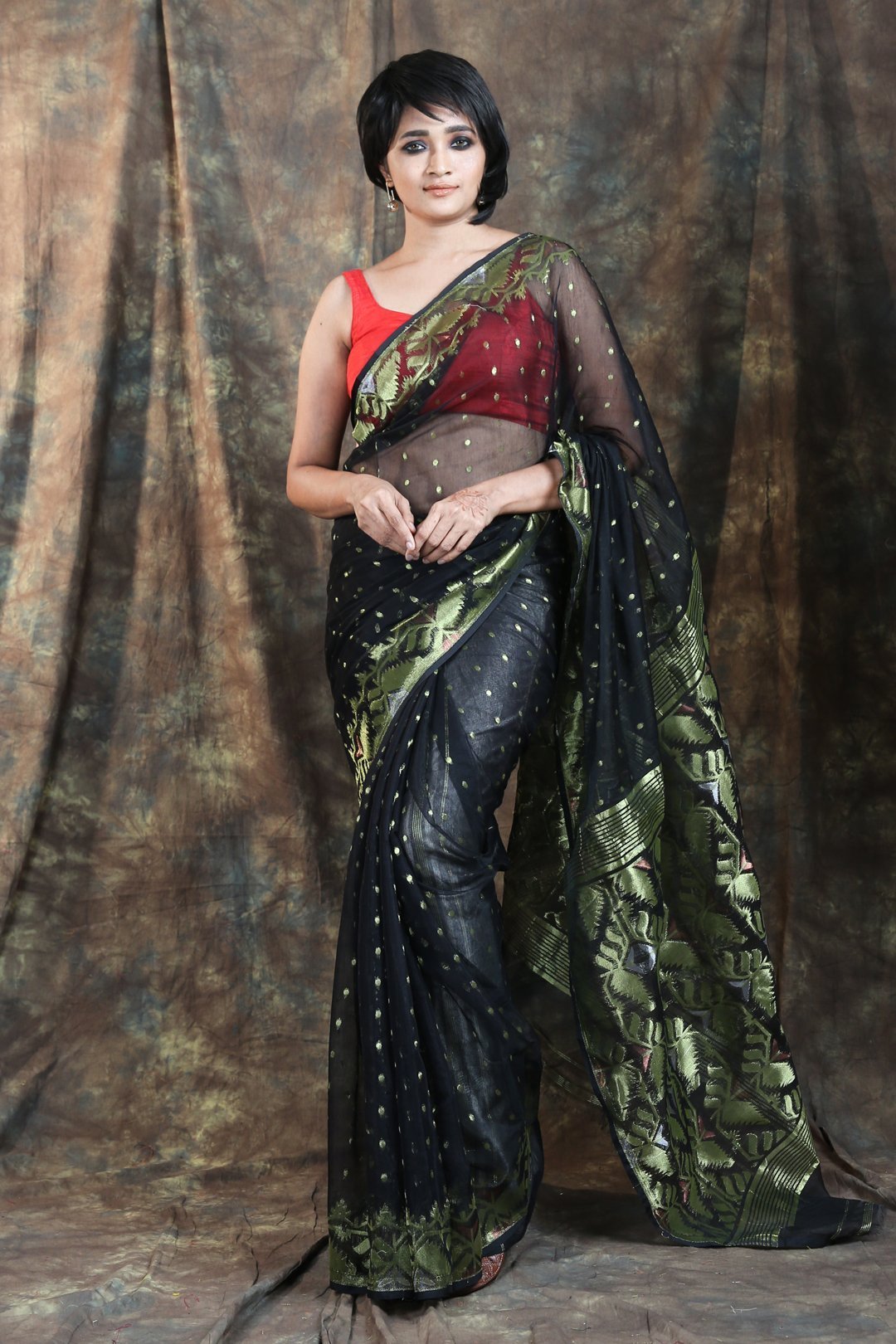 Women's Buta Weaving Jamdani Saree - Arhi