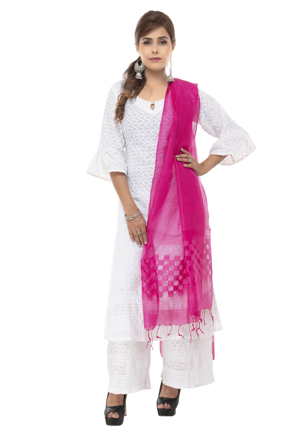 Women's Buta Cut Design Pink Colour Dupatta Mfd0041 - Moeza