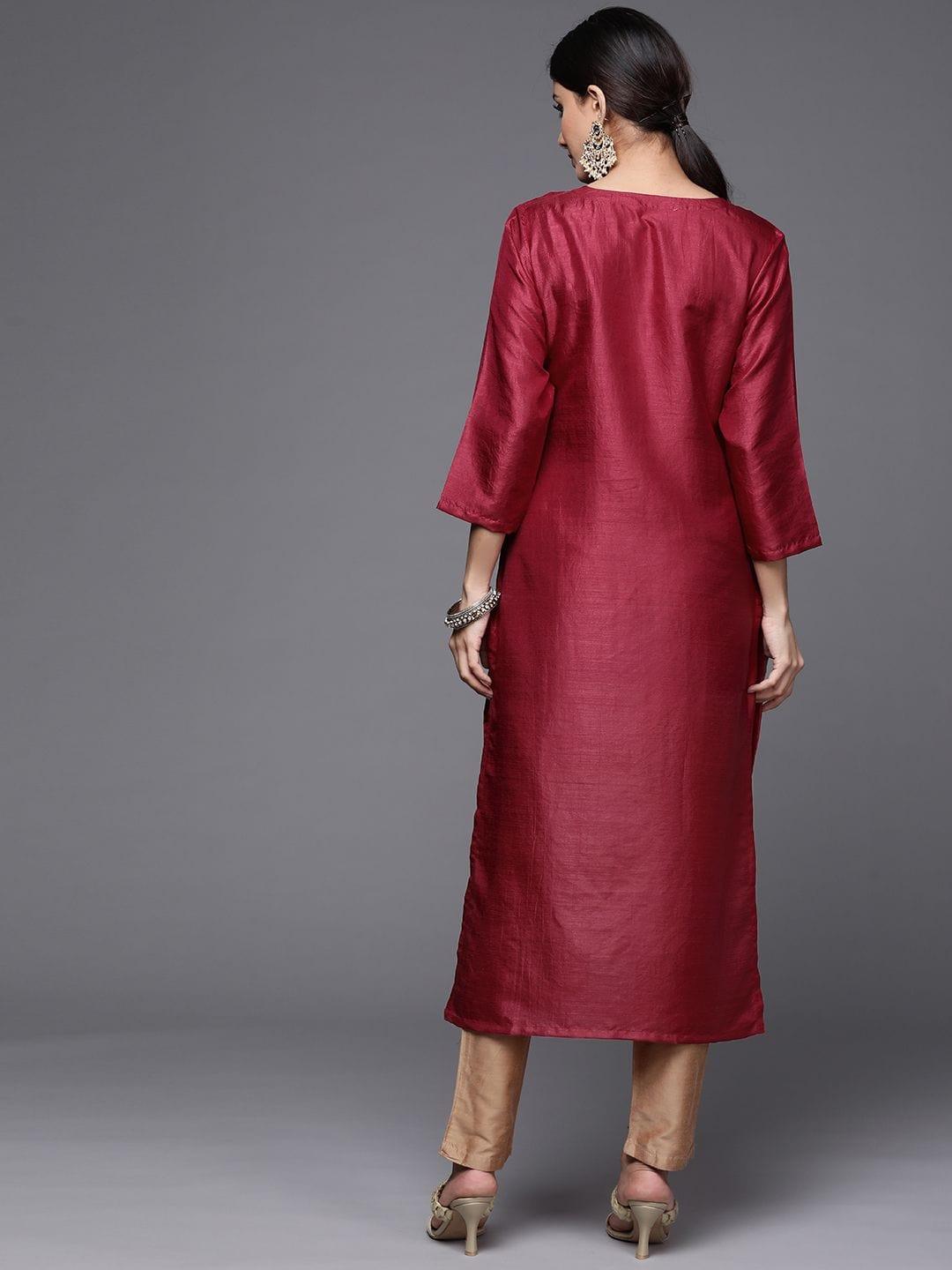 Women Magenta Embellished Gota Patti Kurta - Indiakreations