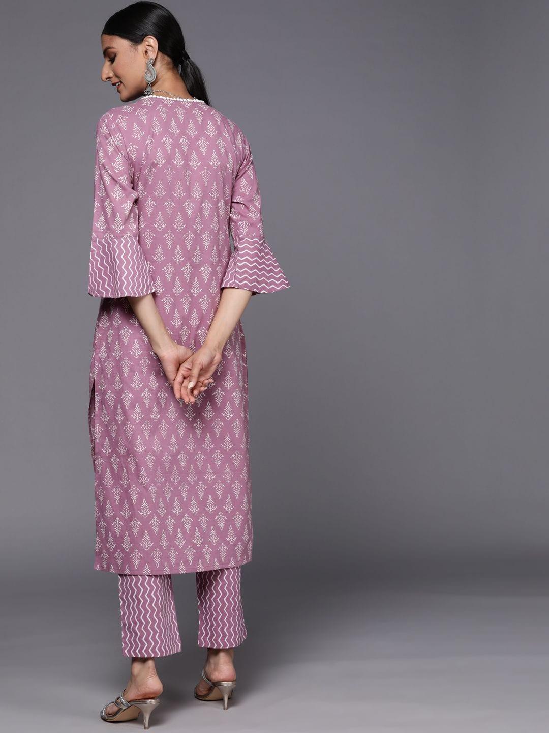 Varanga women printed kurta set paired with printed pant - Indiakreations