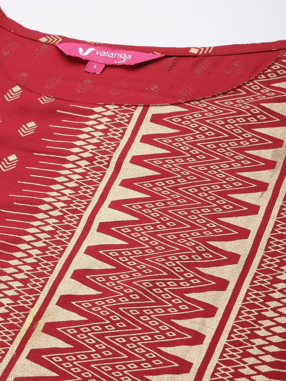 Women Maroon Printed Straight Kurta - Indiakreations