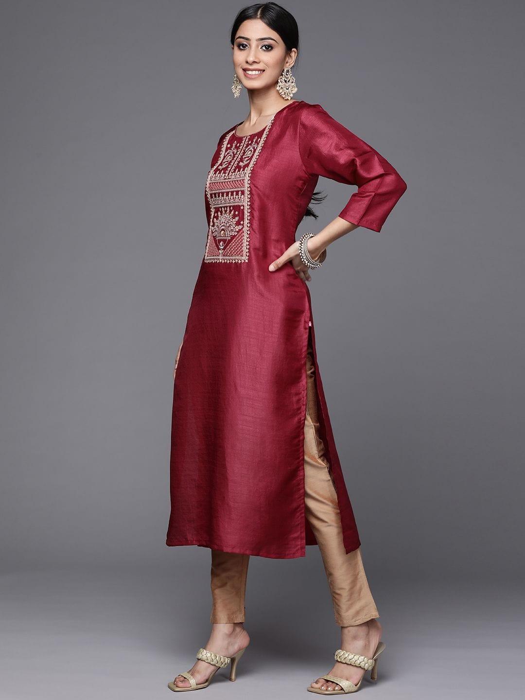 Women Magenta Embellished Gota Patti Kurta - Indiakreations