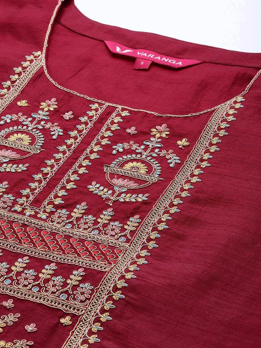 Women Magenta Embellished Gota Patti Kurta - Indiakreations