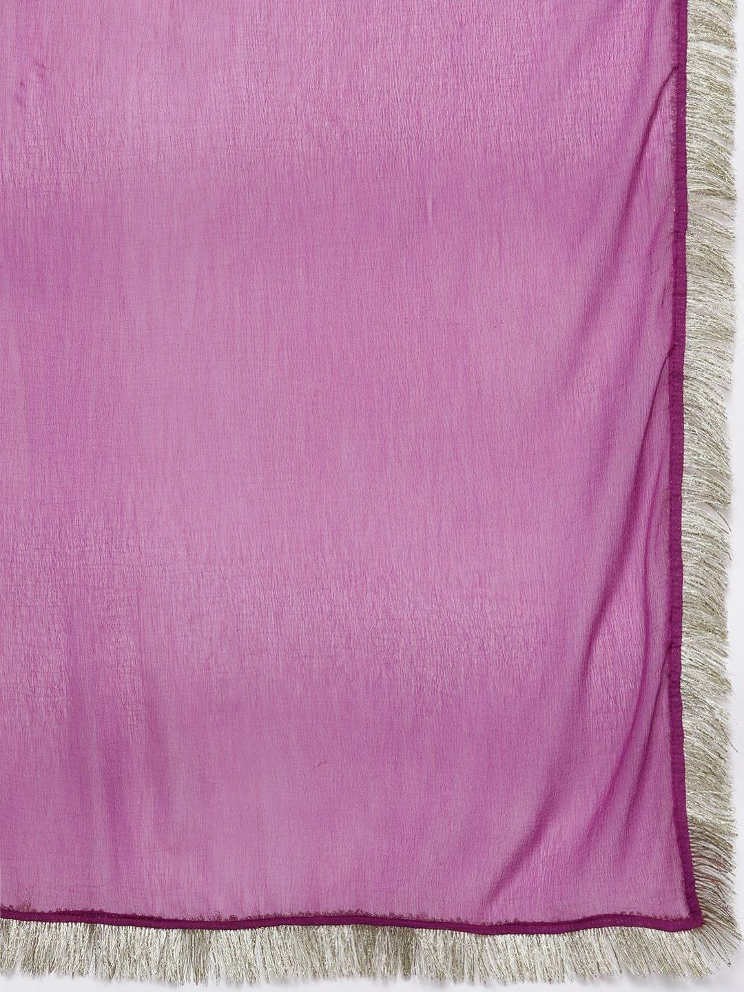 Varanga Purple Gota Embroidered Kurta Paired With Tonal Bottom And Dupatta - Indiakreations