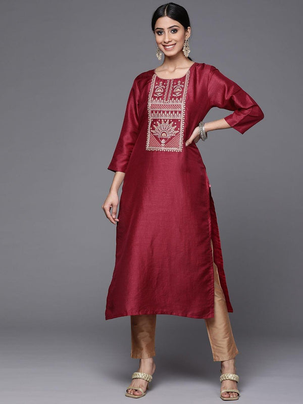 Women Magenta Embellished Gota Patti Kurta - Indiakreations