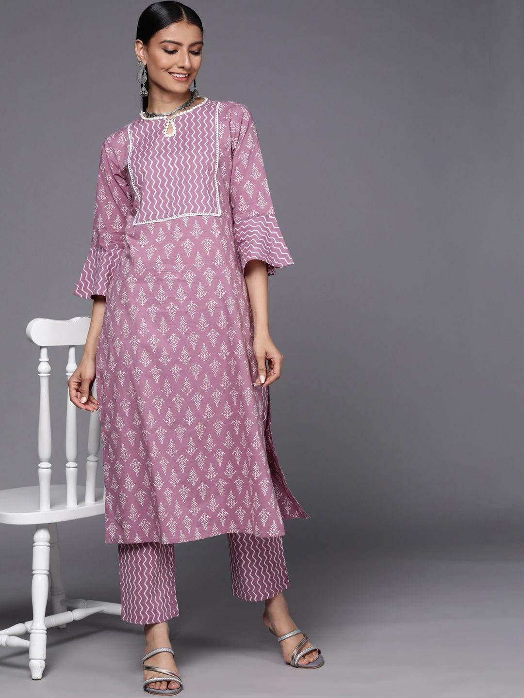 Varanga women printed kurta set paired with printed pant - Indiakreations