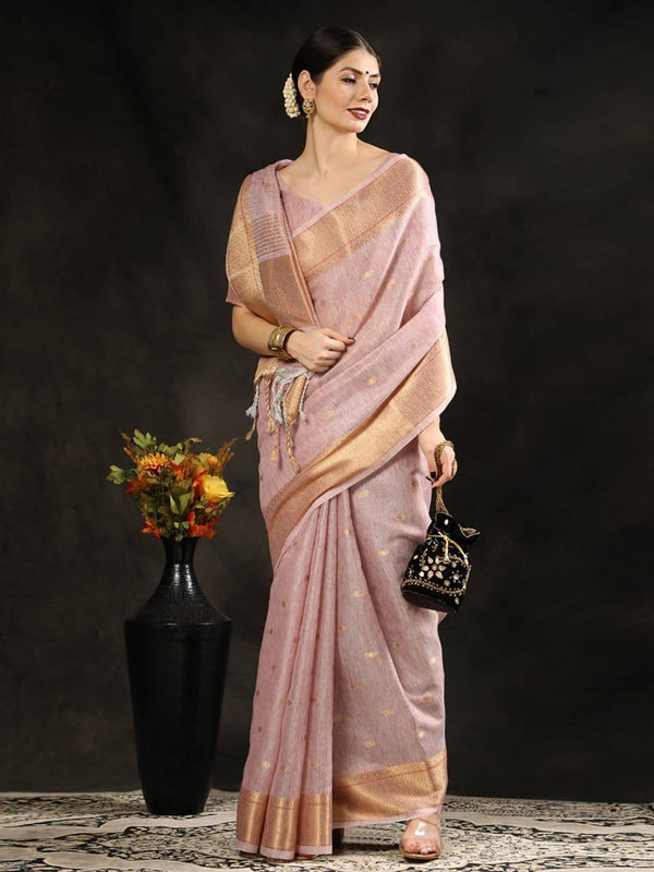 Pastel Purple Maheshwari Silk Saree - Indiakreations