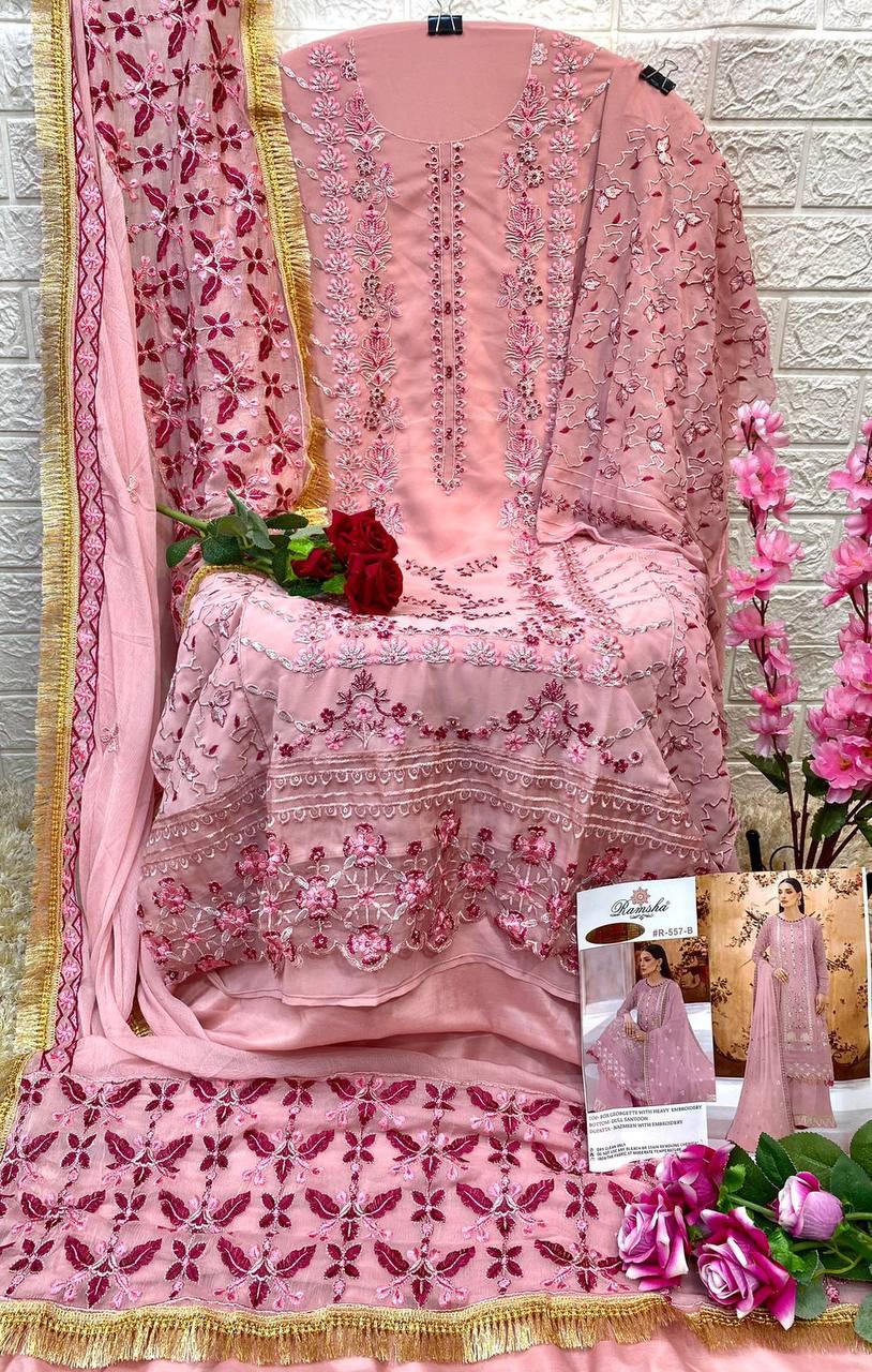 Dusty Pink Georgette Embroidery Anarkali With Dupatta Set - Indiakreations