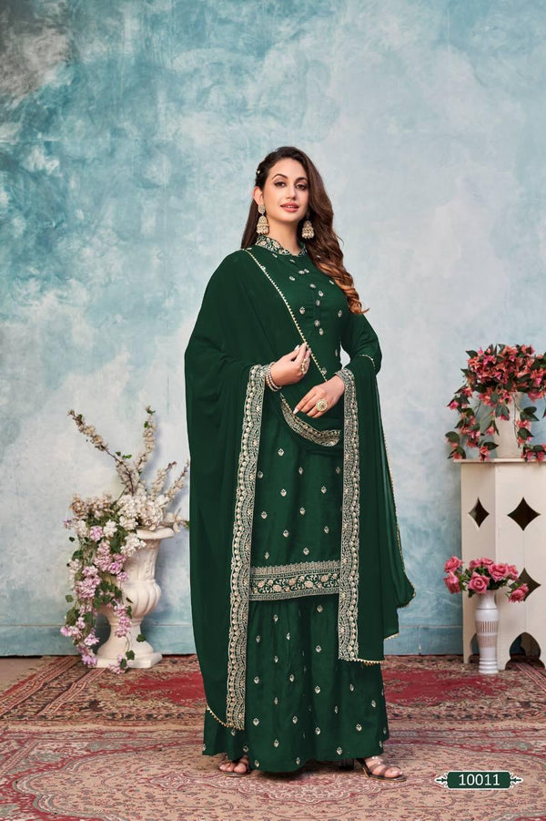 Green Art Silk Anarkali With Dupatta Set - Indiakreations