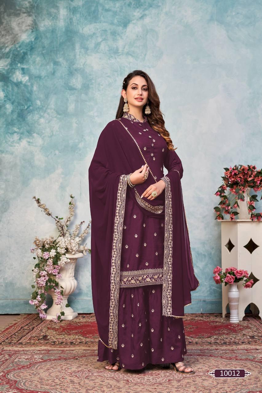 Purple Art Silk Anarkali With Dupatta Set - Indiakreations