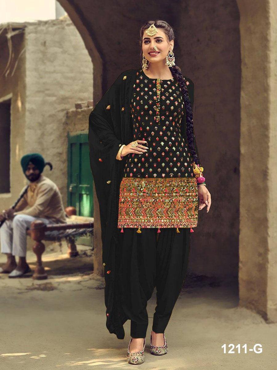 Black Georgette Embroidery Anarkali with Dupatta Set - Indiakreations