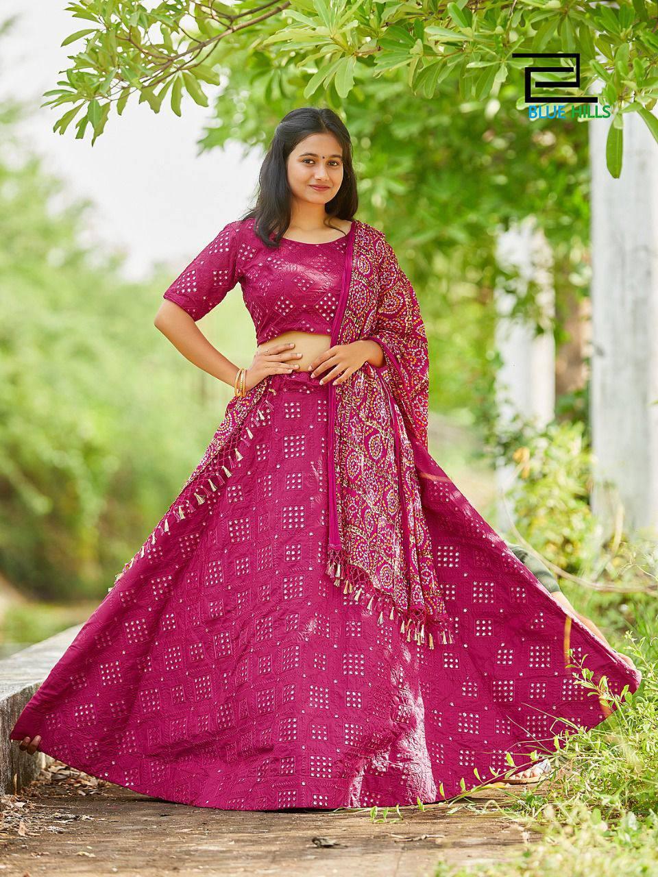 Dark Pink Banglori Silk Lehenga Choli - Indiakreations