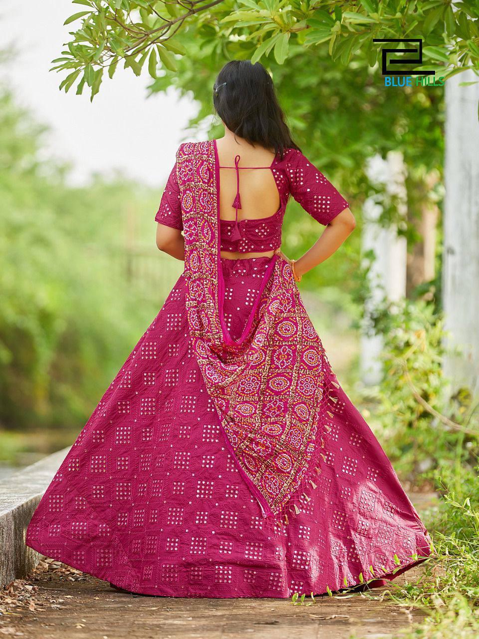 Dark Pink Banglori Silk Lehenga Choli - Indiakreations