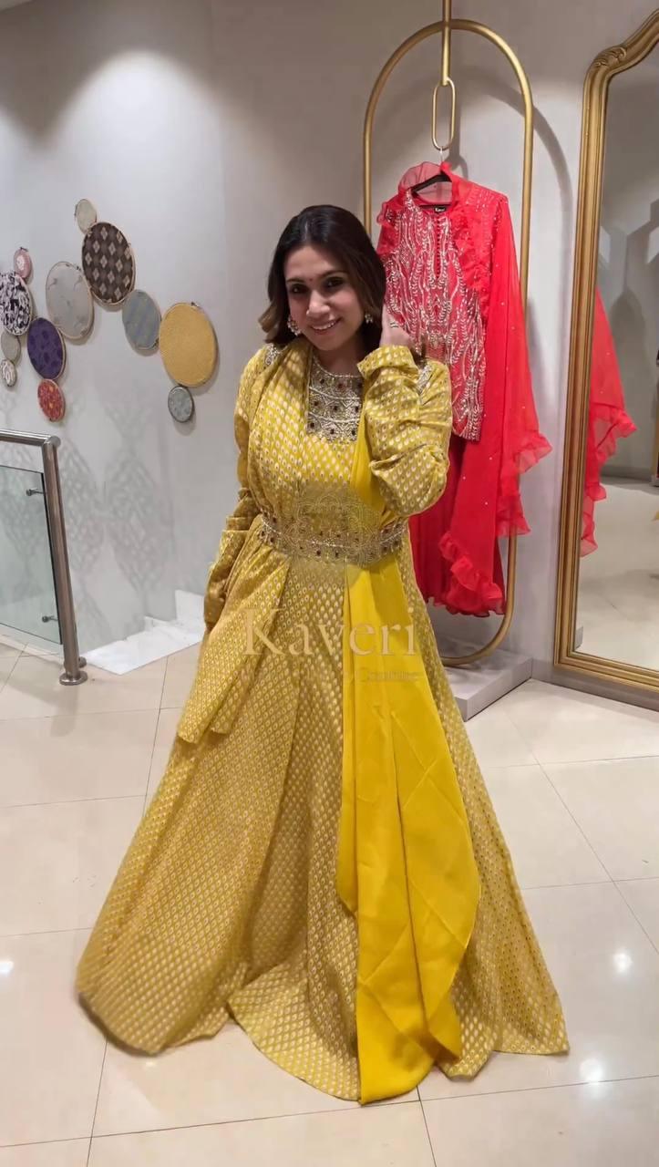 Yellow Georgette Embroidery Salwar Suit with Dupatta - Indiakreations