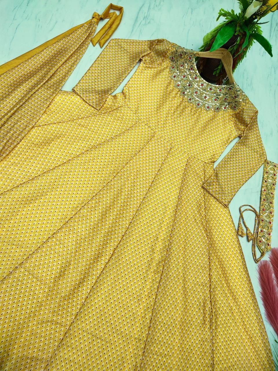 Yellow Georgette Embroidery Salwar Suit with Dupatta - Indiakreations