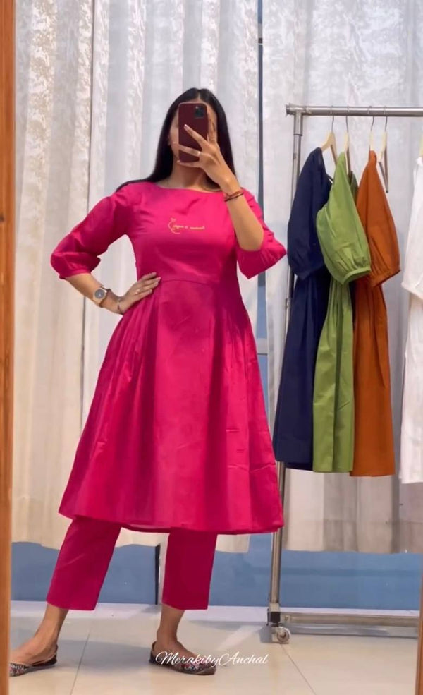 Pink Salab Cotton Salwar Suit With Dupatta Set