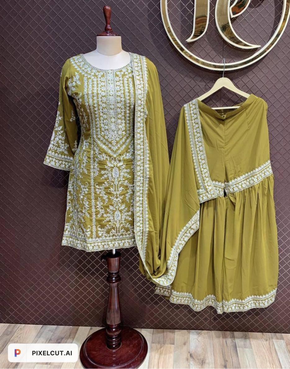 Yellow Georgette Embroidery Salwar Suit with Dupatta - Indiakreations