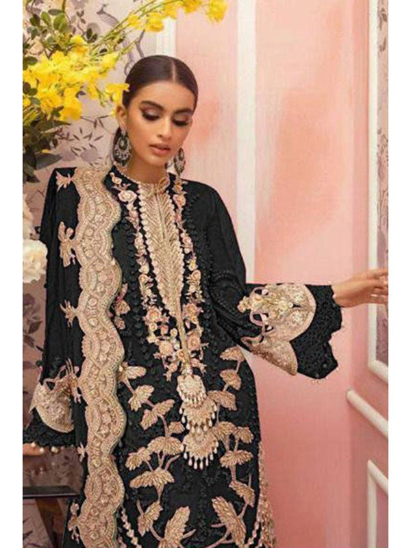 Black Georgette Embroidery Anarkali with Dupatta Set - Indiakreations