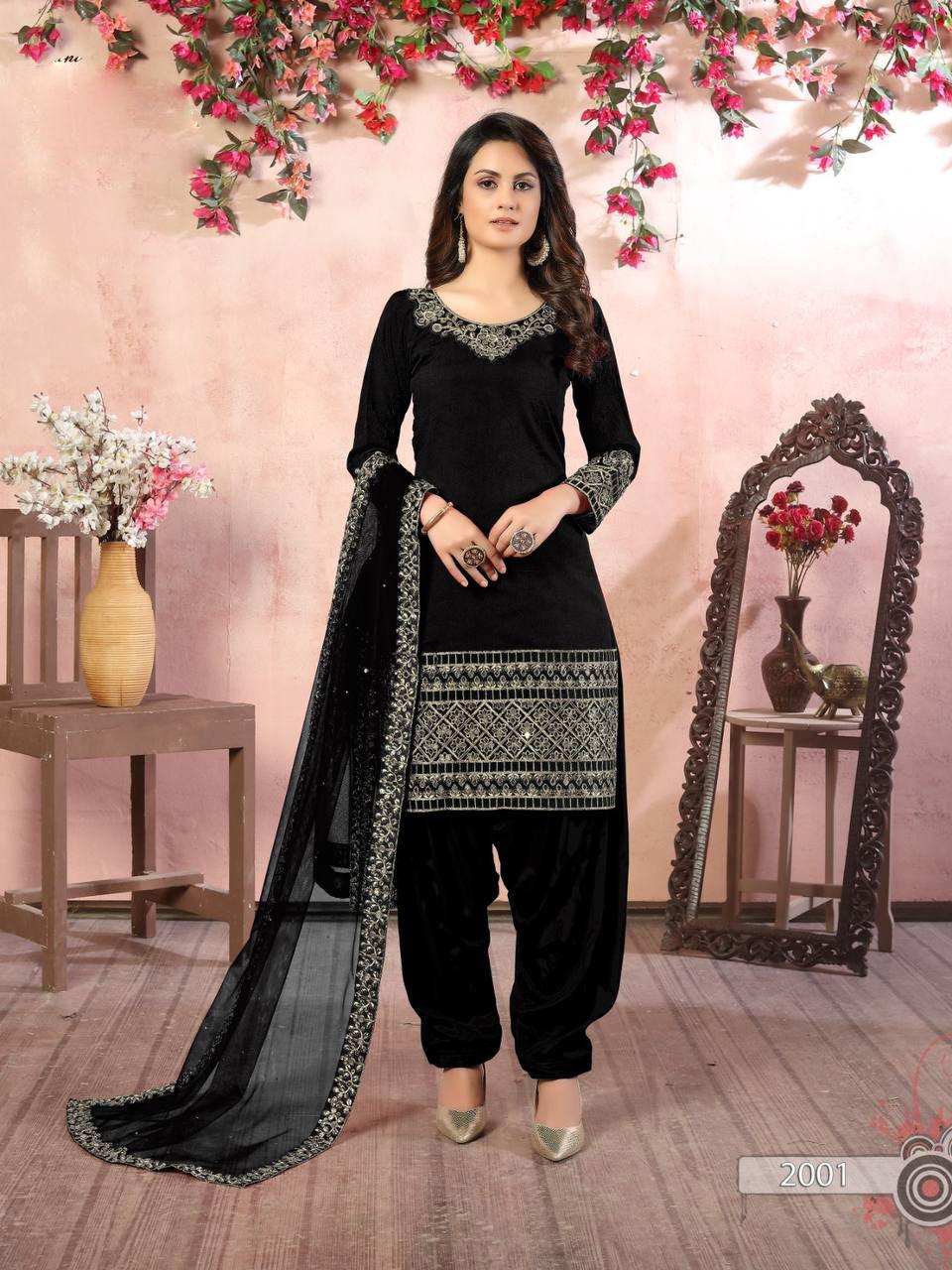 Black Art Silk Anarkali With Dupatta Set - Indiakreations