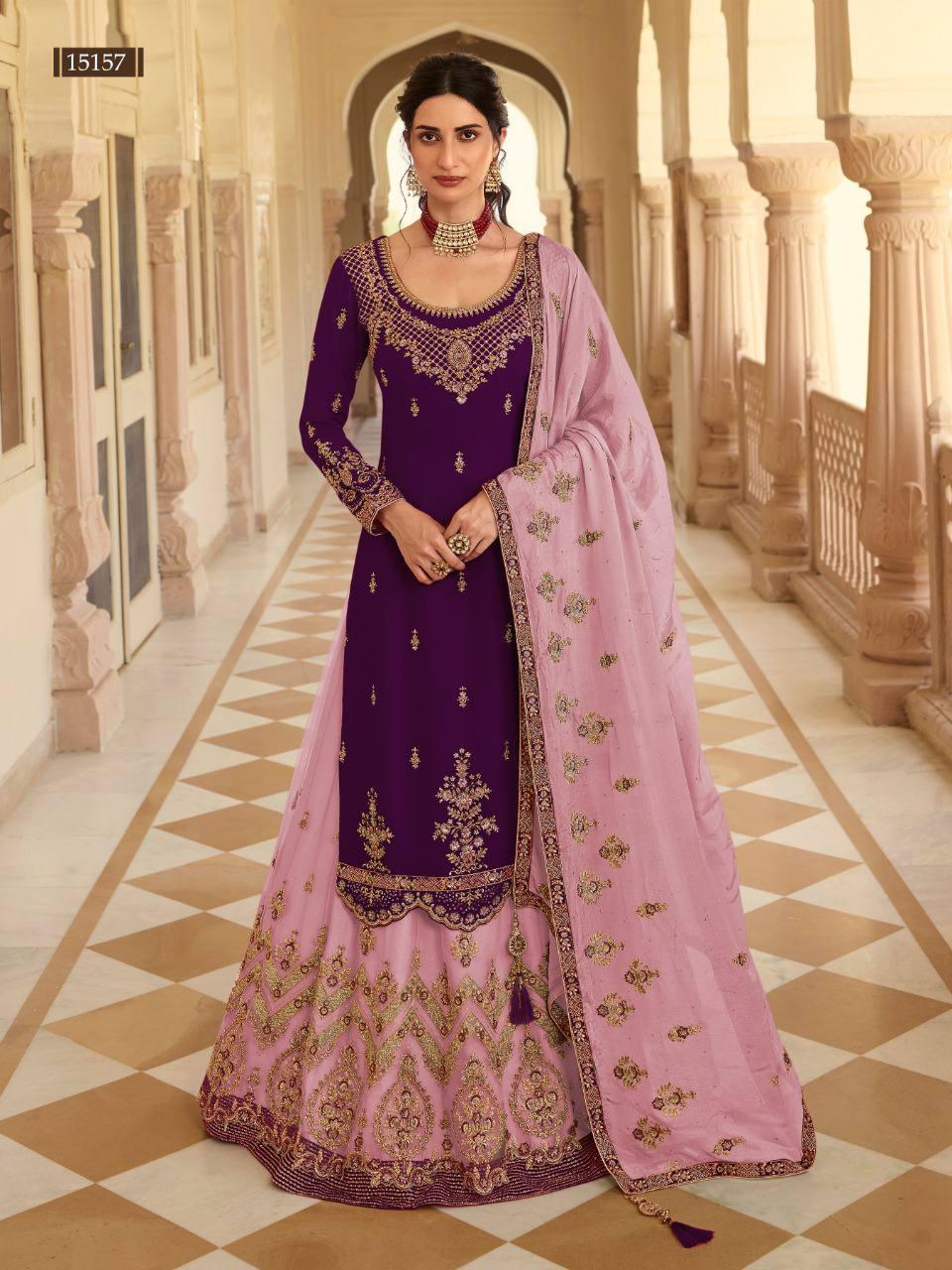 Purple Georgette Embroidery Anarkali With Dupatta Set - Indiakreations