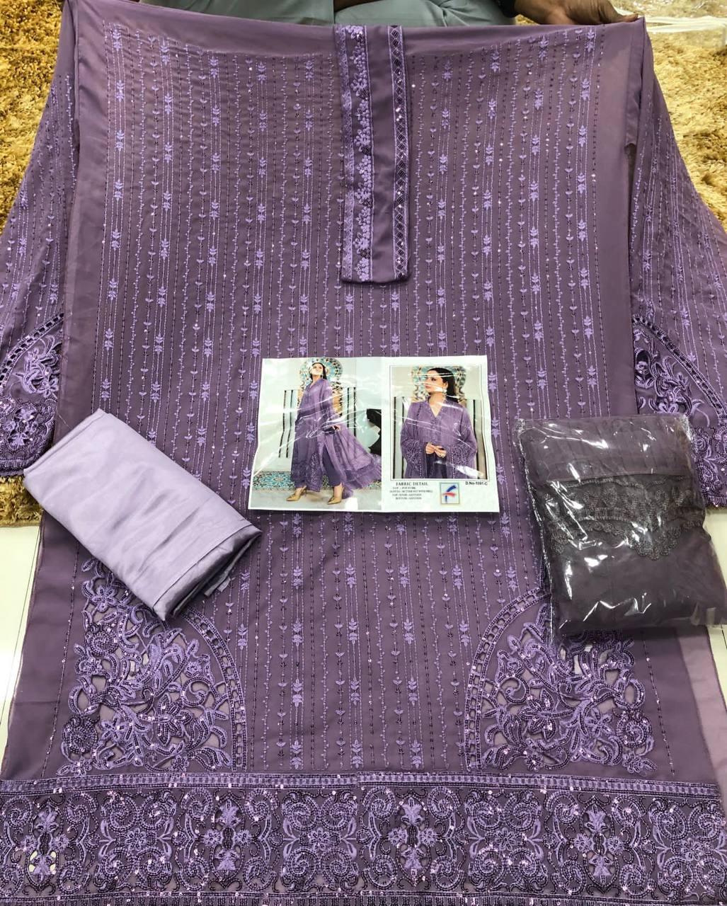 Purple Georgette Anarkali With Dupatta Set - Indiakreations