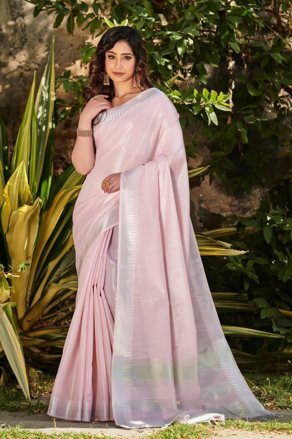 Purple Linen Tissue Silk Saree - Indiakreations