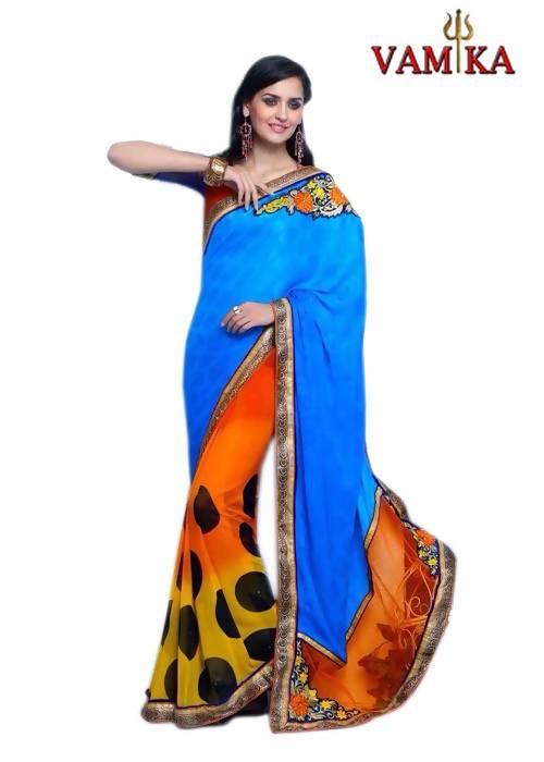 Women's Vamika Multicoloured Embroidery Saree - Vamika