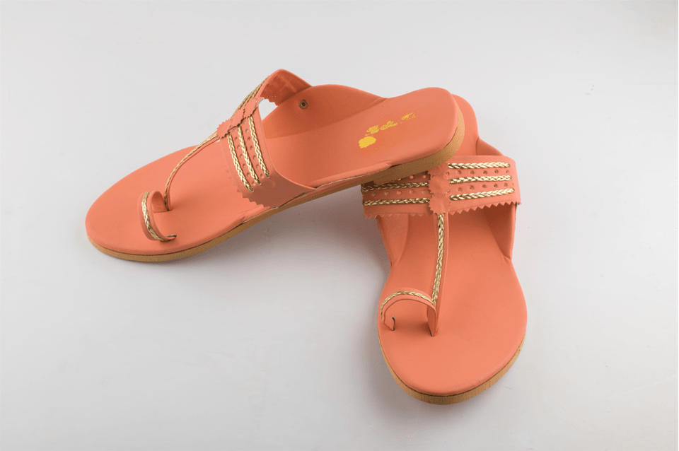 Women's Peach Kolhapuris - The Shoe Tales - Indiakreations