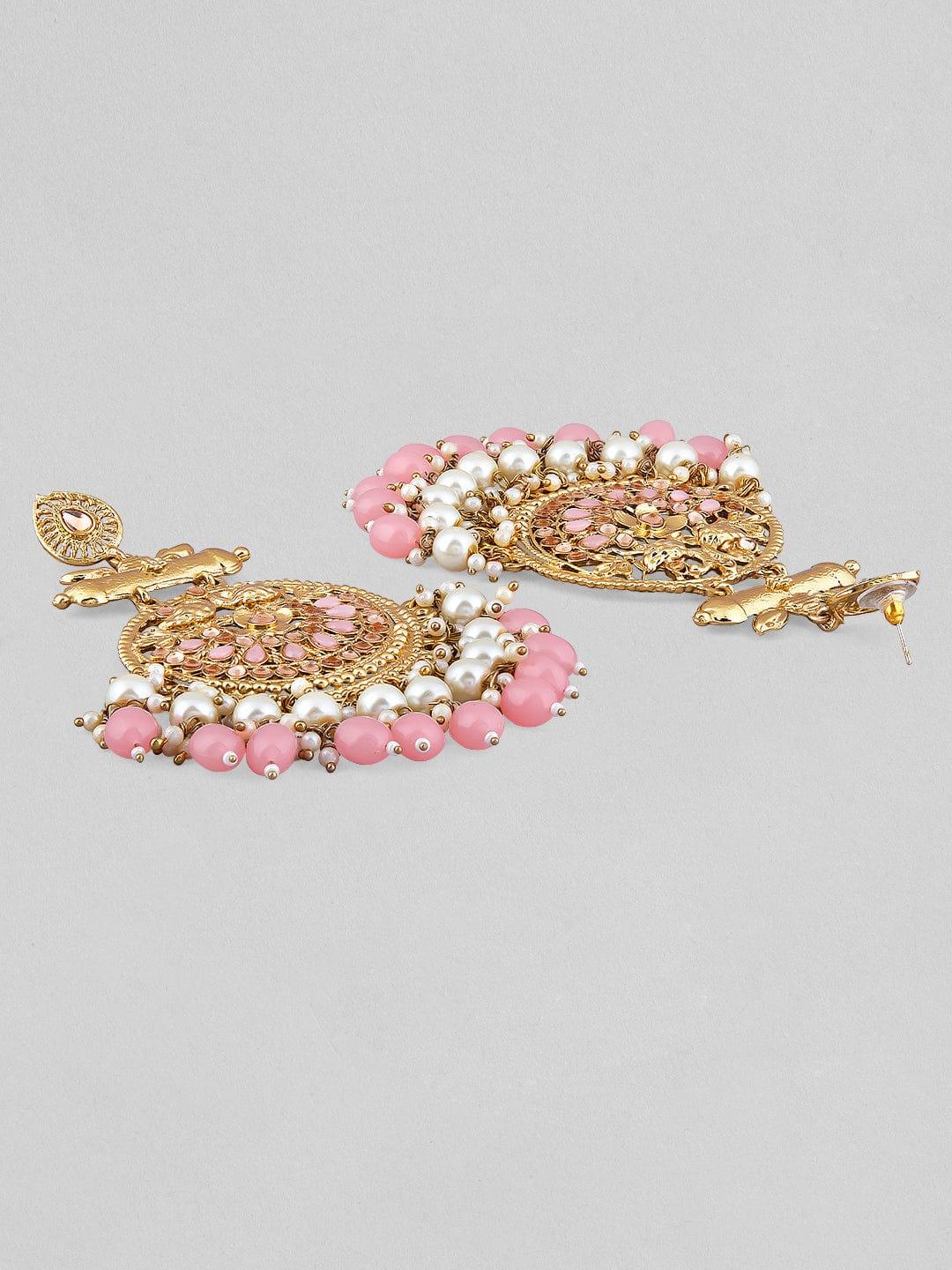 Rubans 22K Gold Plated Chandbali Earrings With Beautiful Beads And Pearls - Indiakreations