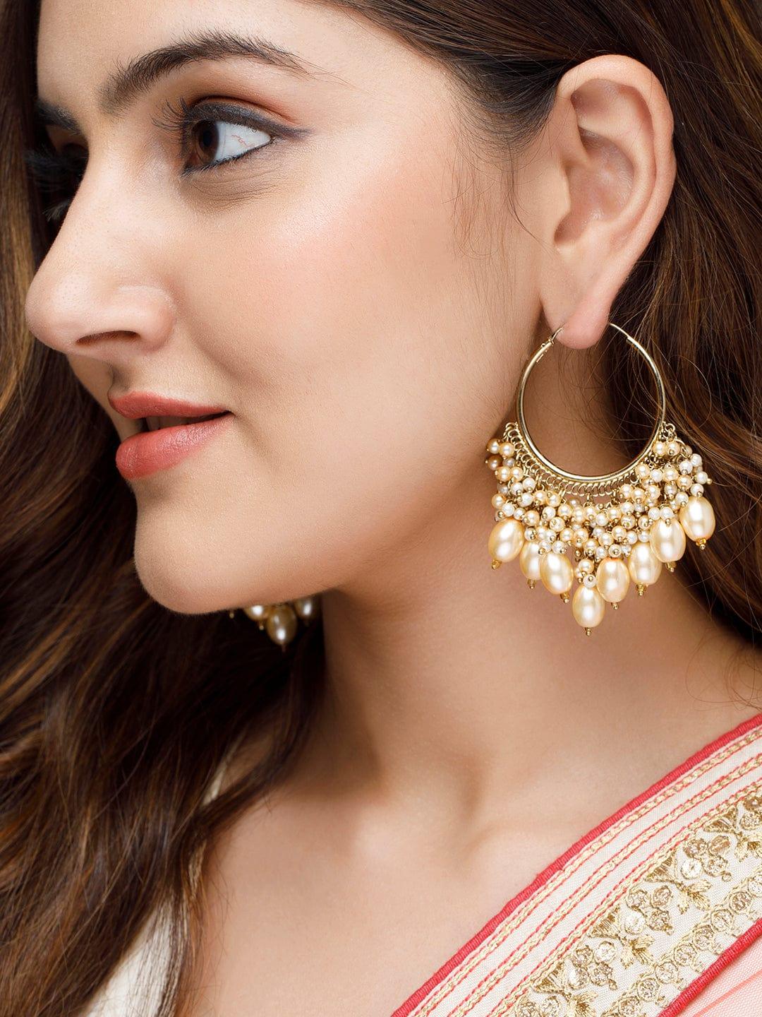 Rubans 22k Gold-Plated Handcrafted Chandbali Earrings - Indiakreations