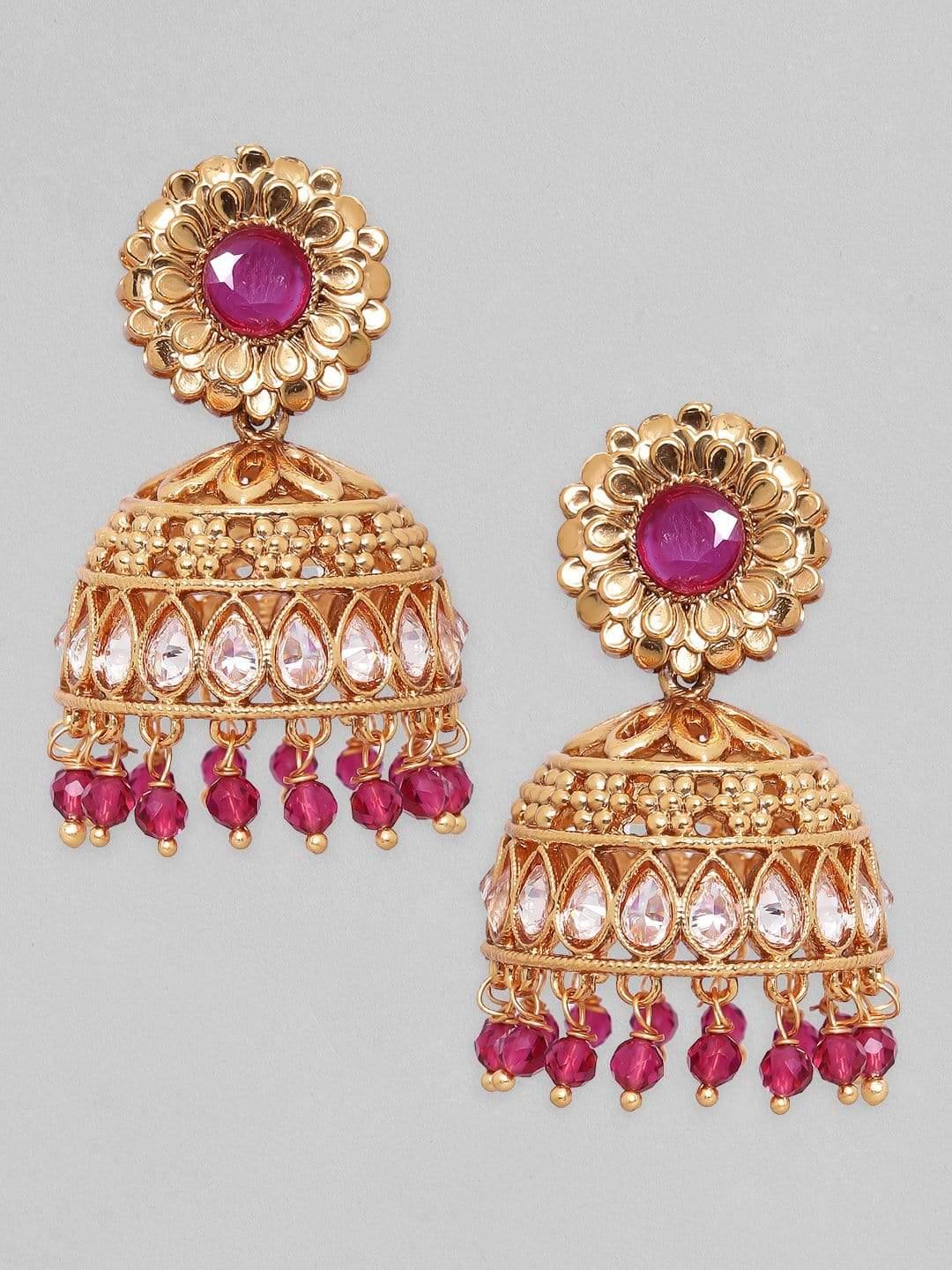 Rubans 22K Gold Plated Handcrafted Filigree Jhumka Earrings - Indiakreations