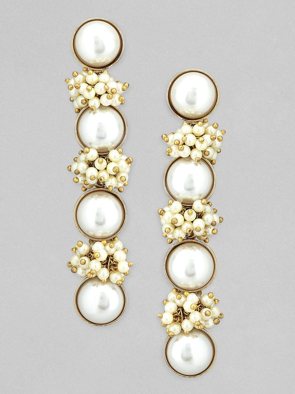 Rubans 22k Gold-Plated Handcrafted Pearls Studded Drop Earrings - Indiakreations