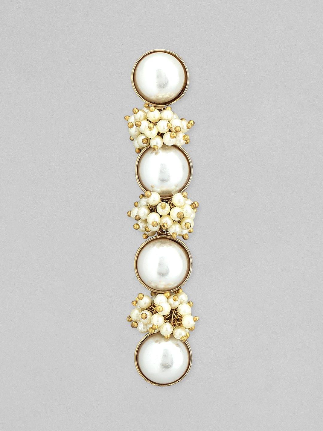 Rubans 22k Gold-Plated Handcrafted Pearls Studded Drop Earrings - Indiakreations