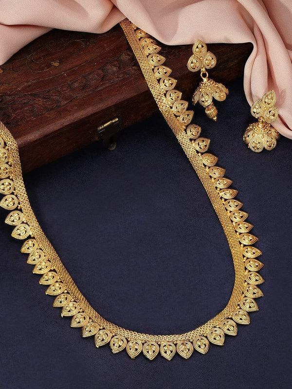 Rubans 22K Gold Plated Handcrafted Studded Necklace Set
