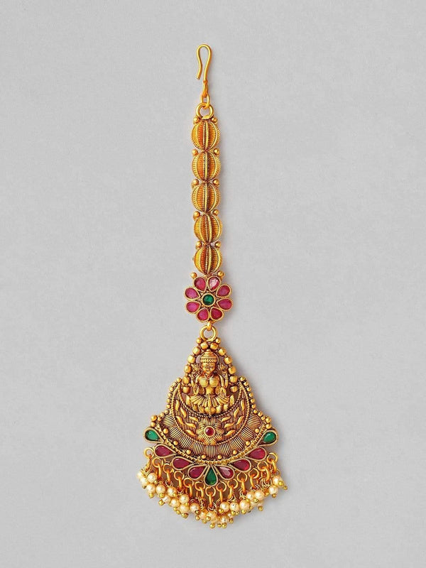 Rubans 22K Gold Plated Handcrafted Traditional Temple Maangtikka - Indiakreations