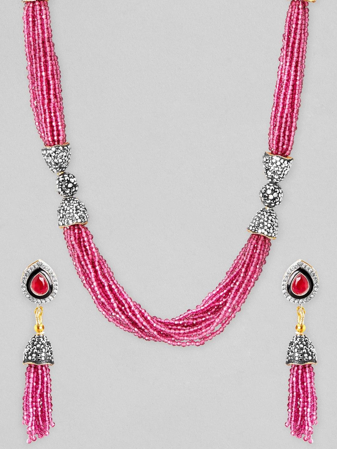 Rubans 22K Gold Plated Necklace Set With Stone studded beads Design - Indiakreations