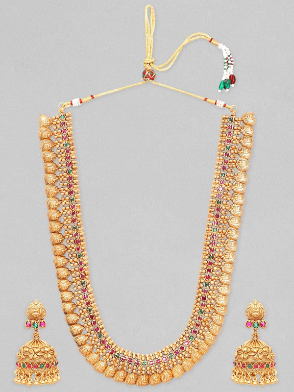 Rubans 22K Gold Plated Temple Earring and Necklace Set - Indiakreations