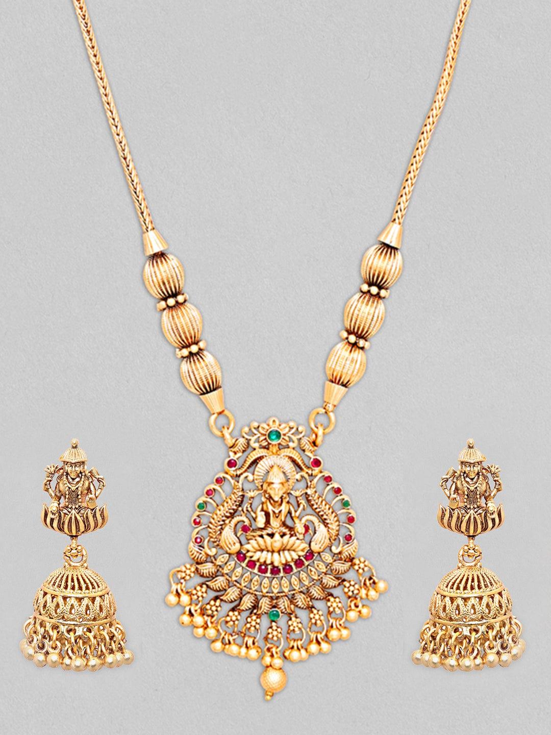 Rubans 22k Gold Plated Temple Jewellery Set - Indiakreations