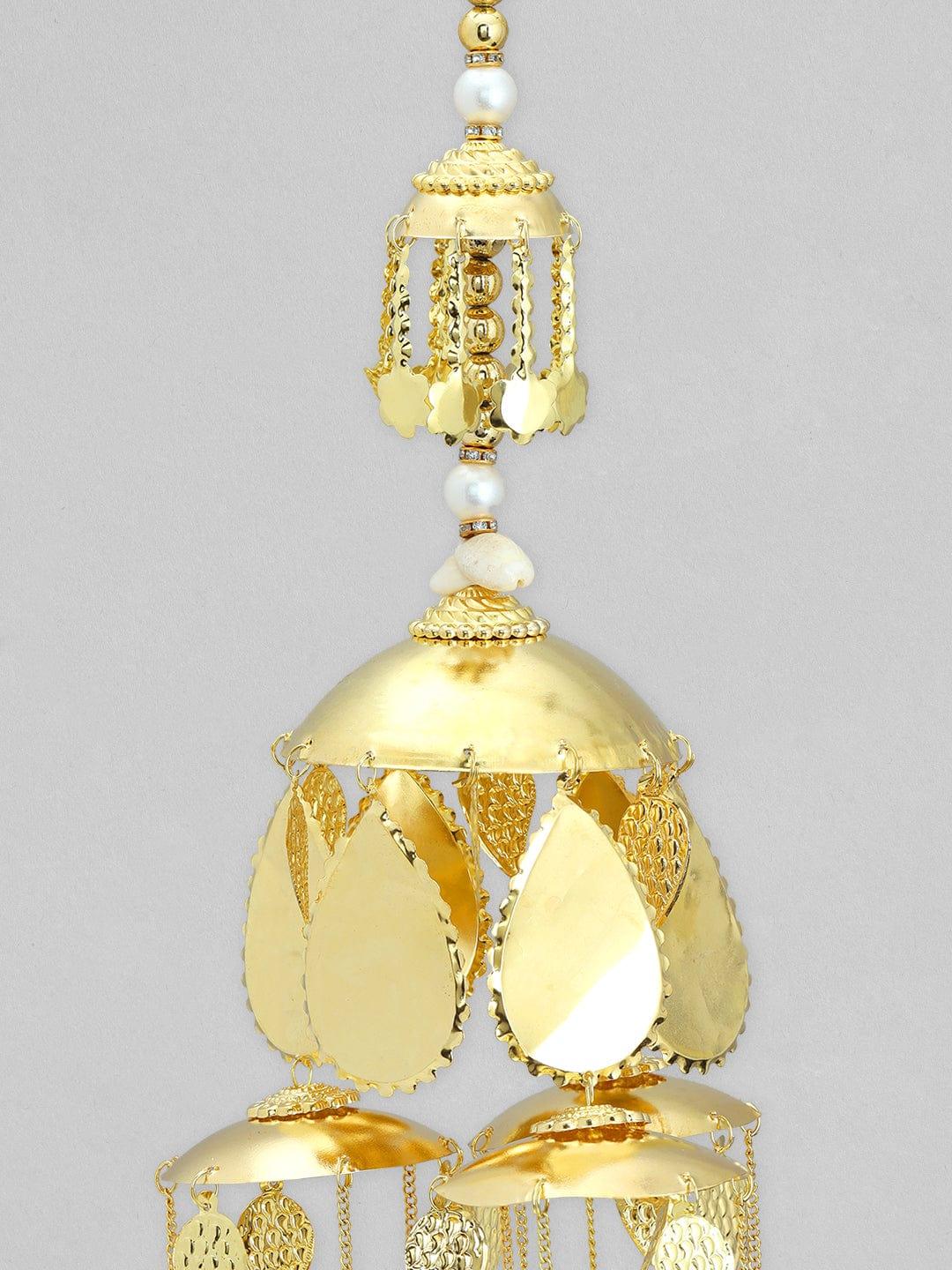 Rubans 24K Gold Plated Dangling Kaleera With Pearls And Dome Design. - Indiakreations