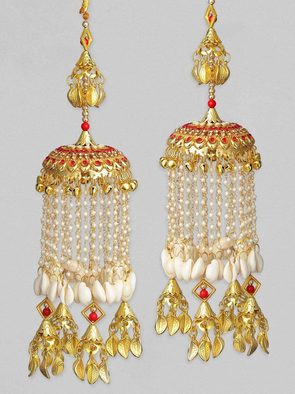 Rubans 24K Gold Plated Handcrafted Cowrie Bridal Kaleera Set - Indiakreations