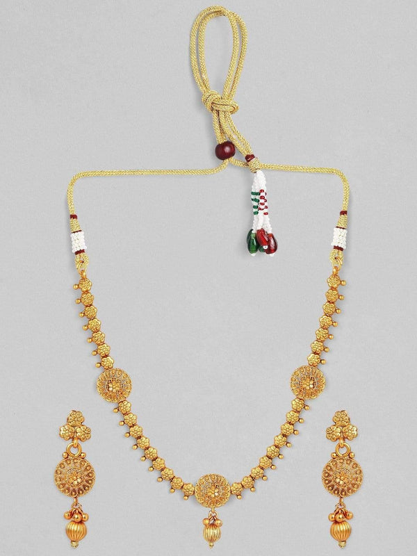Rubans 24K Gold Plated Handcrafted Delicate Classic Necklace Set - Indiakreations