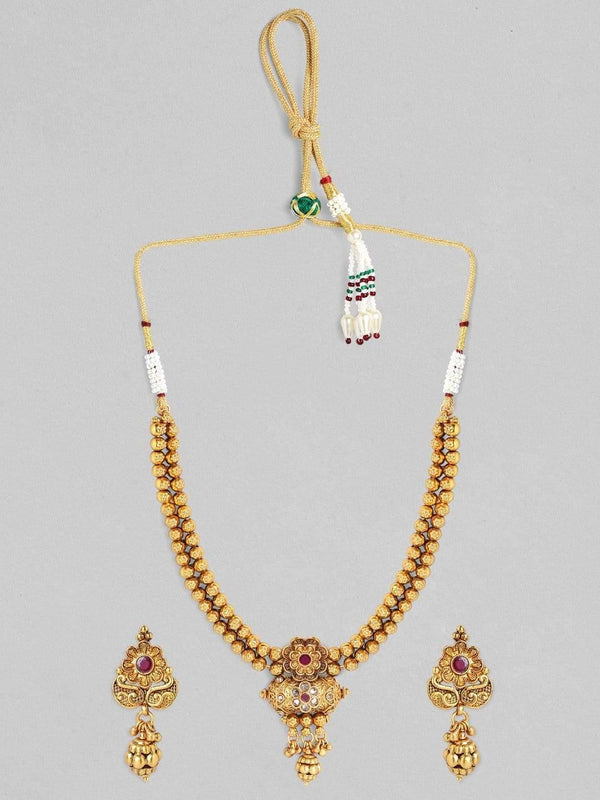 Rubans 24K Gold Plated Handcrafted Filigree Necklace Set - Indiakreations