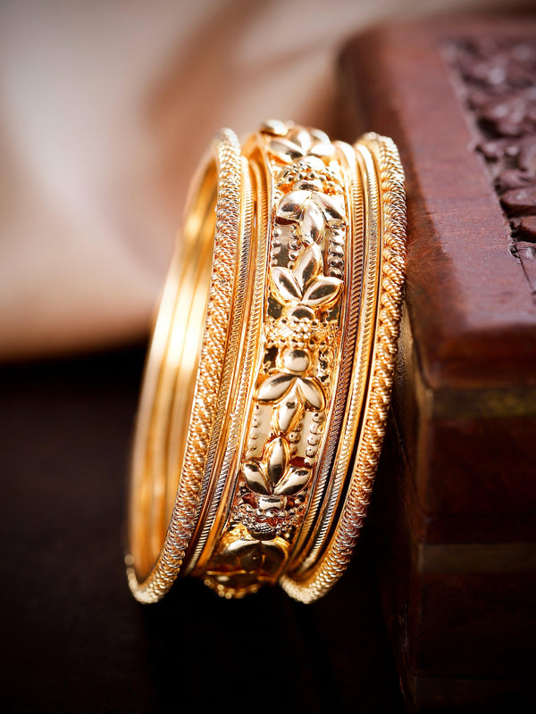 Rubans 24K Gold Plated Handcrafted Set Of 6 Bangles. - Indiakreations