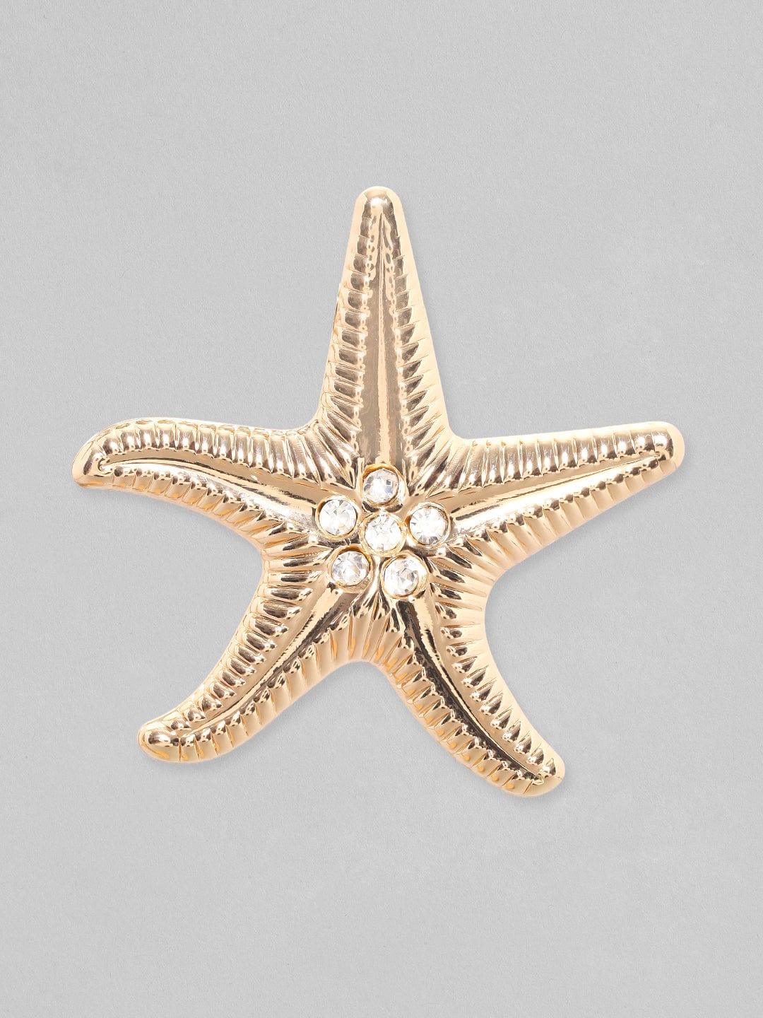 Rubans Voguish 18k Gold-Plated Zircon Studded Star Shaped Studs Earrings - Indiakreations